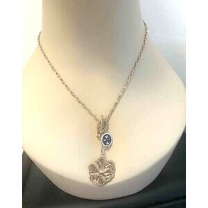 Cabi Key To My Heart Toggle Necklace Gold Tone Flower Pendant Layered Charms EUC